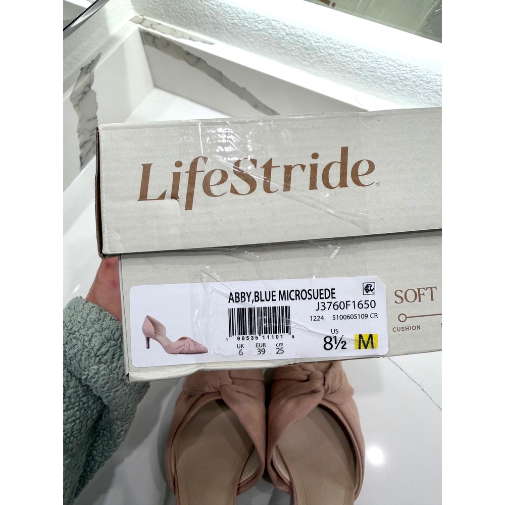 LifeStride Abby Blush Pink Microsuede Knotted Pointed Toe Kitten Heels 8.5 - Picture 6 of 7